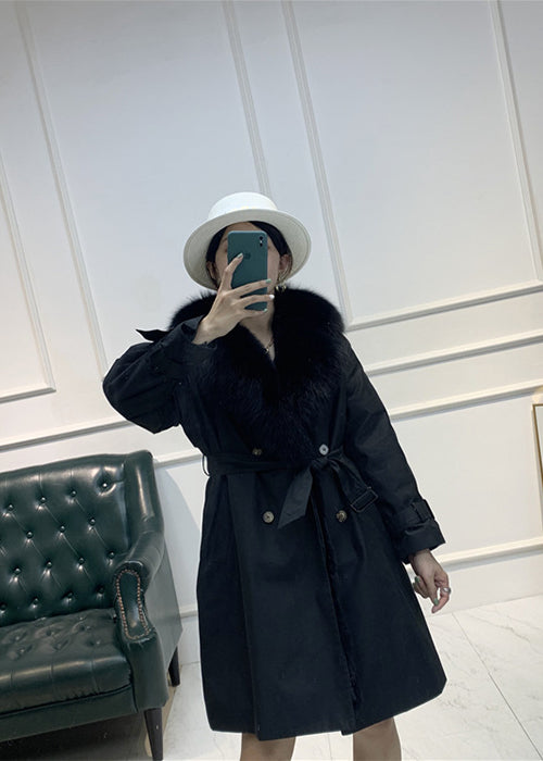 Y2K 2000s Fur Coat Black